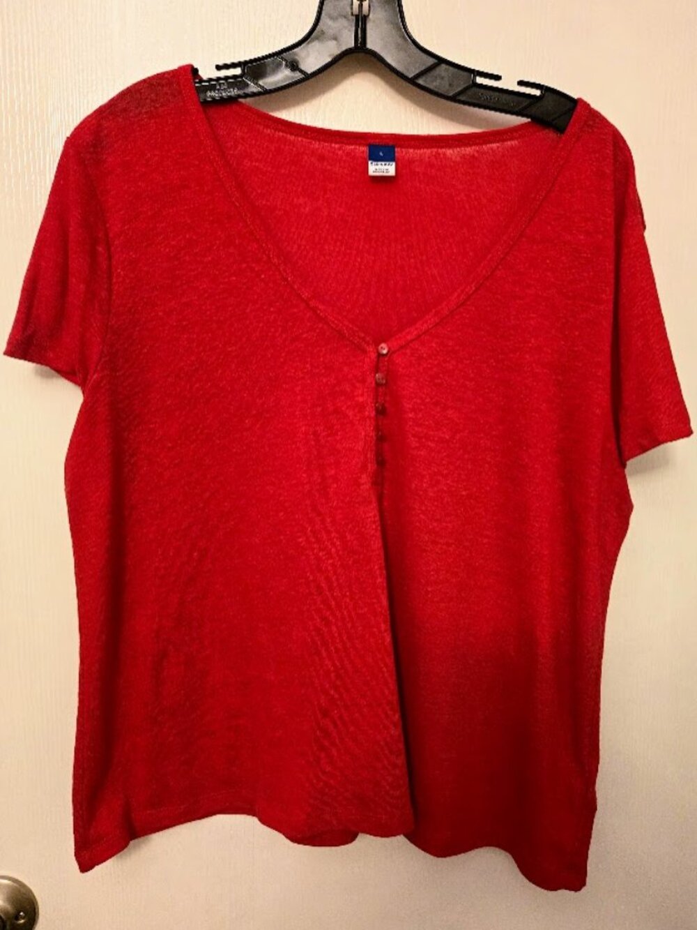 Old Navy red linen blend S/S sweater top Size L‎